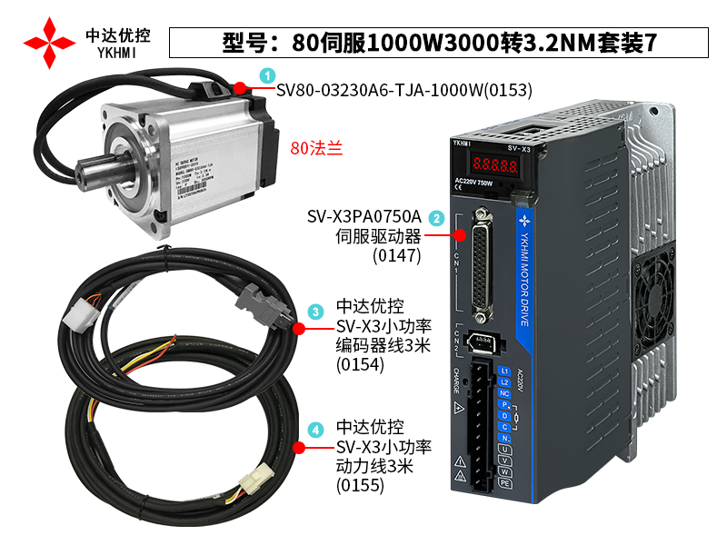 80伺服1000W3000轉3.2NM套裝7