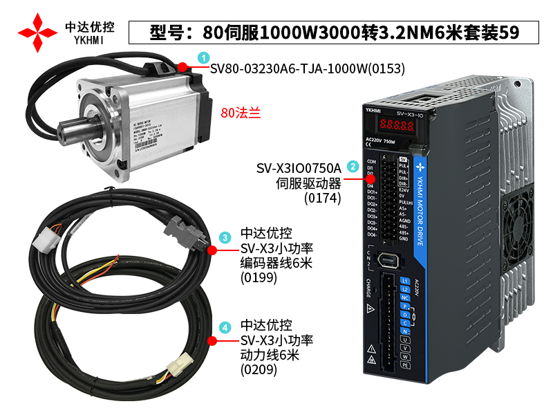 80伺服1000W3000轉3.2NM6米套裝59(0174)